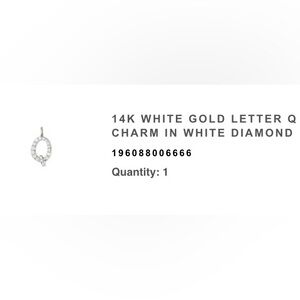 Kendra Scott 14K White Gold Q Charm in White Diamond w/ 15” 14K White Gold Chain